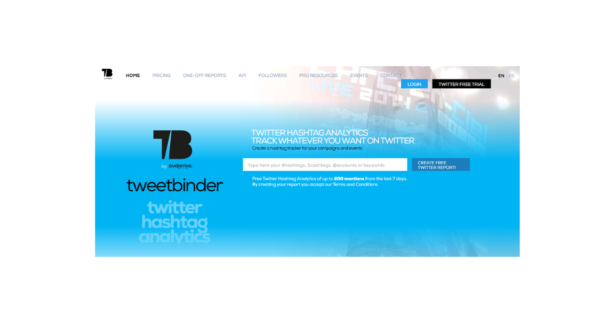 TweetEraser's Screenshot der Tweet Binder Homepage auf einem Desktop.