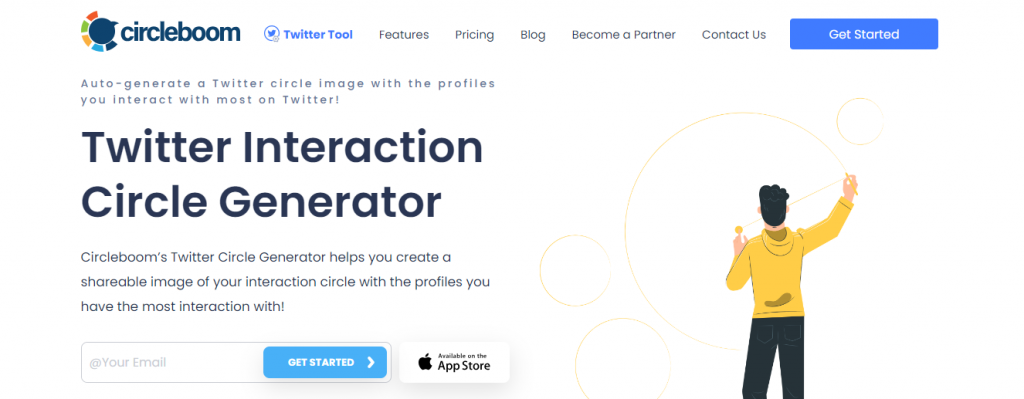 TweetErasers Screenshot der Circleboom-Startseite auf einem Desktop.
