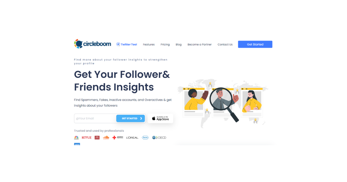 Tangkapan layar TweetEraser dari beranda fitur pengikut Circleboom di desktop.