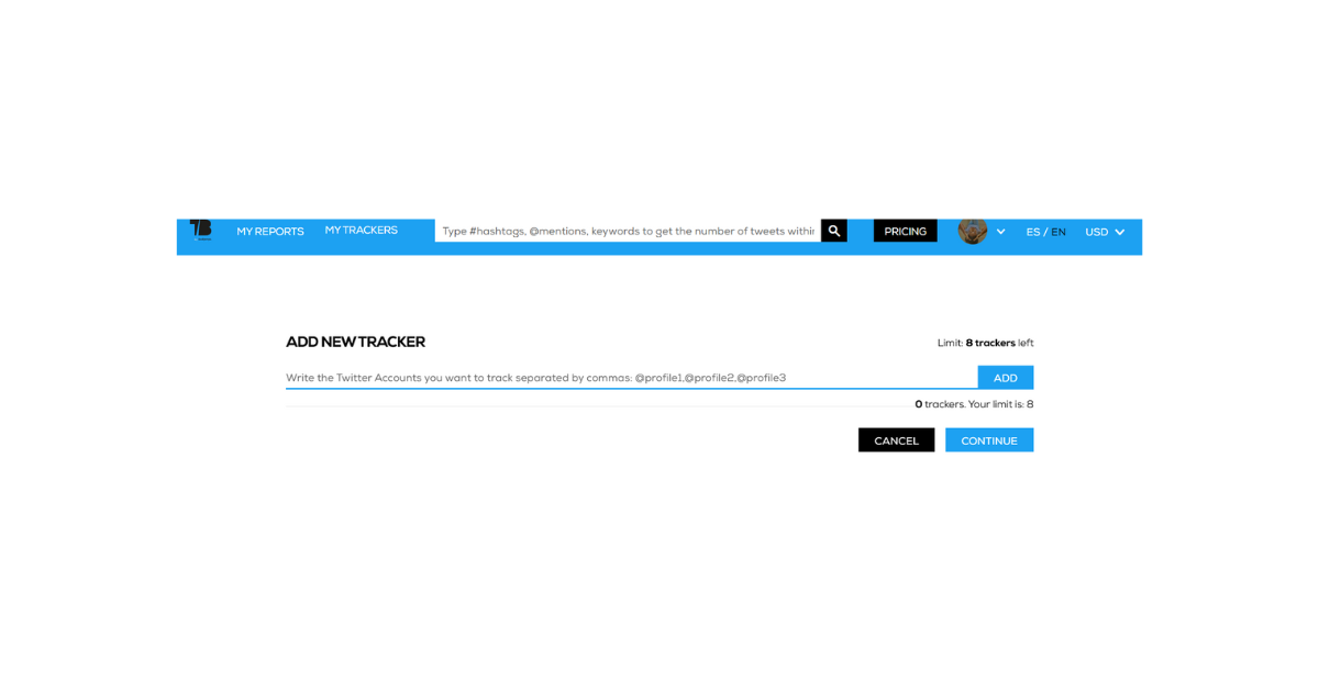 Captura de ecrã do TweetEraser da ferramenta de seguimento de seguidores do Twitter do Tweet Binder.
