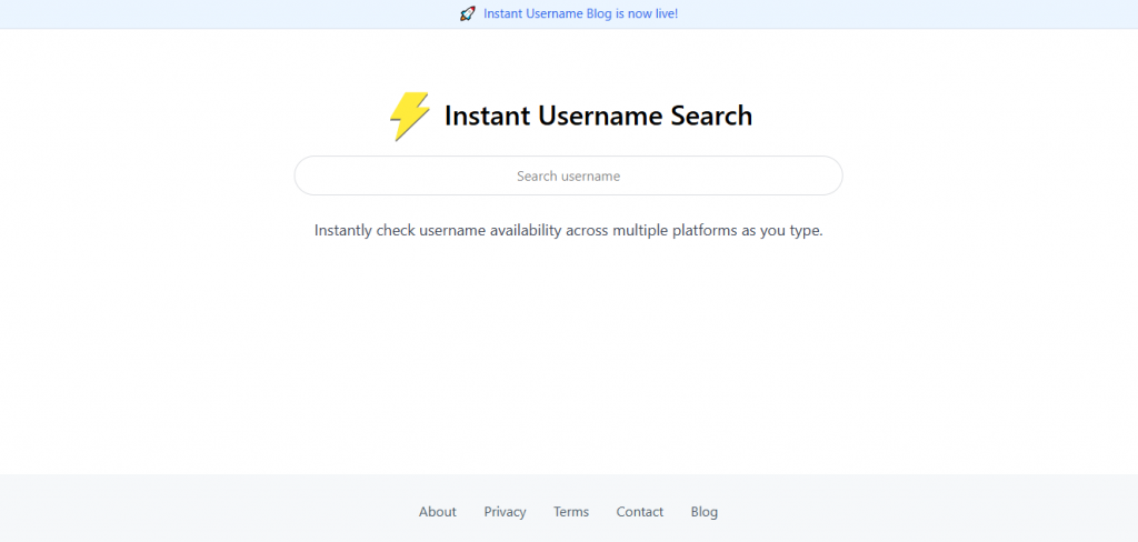 Captura de ecrã do TweetEraser da página inicial do Instant Username Search num ambiente de trabalho.